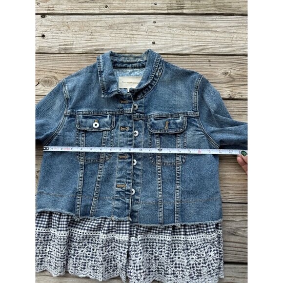 Anthropologie Pilcro‎ Letterpress Eyelet Denim Peplum Jacket Womans sz Medium - Picture 8 of 9